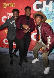 LOS ANGELES, CA - January 3: Bernard David Jones, Marcel Spears, Brandon Michael Hall, at Premiere Of Showtime s The Chi at The Downtown Independent in Los Angeles, California on January 3, 2018. Copyright: xFayexSadoux