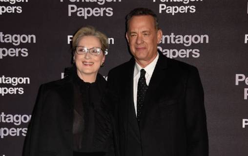 Meryl Streep ( actrice ) - Tom Hanks ( acteur ) CELEBRITES : Avant premiere du film PENTAGON PAPERS - Paris - 13 01 2018 FedericoPestellini Panoramic 