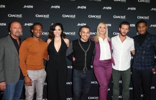 PASADENA, CA - JANUARY 14: Katrina Law, Ryan Kwanten, Elisabeth Rohm, Joseph Julian Soria, Cory Hardrict, Arlen Escarpeta, Joe Halpin, at Photo Call For Crackle s The Oath at The Langham Huntington in Pasadena, California on January 14, 2018. Copyright: xFayexSadoux
