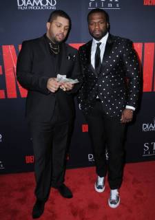January 17, 2018 - Los Angeles, CA, U.S. - 17 January 2018 - Los Angeles, California - Curtis 50 Cent Jackson, O Shea Jackson Jr.. Den of Thieves Los Angeles Premiere held at Regal Cinemas LA Live. Photo Credit: Birdie Thompson AdMedia Los Angeles U.S. - ZUMAa123 20180117_zaa_a123_234 Copyright: xBirdiexThompsonAdmediax