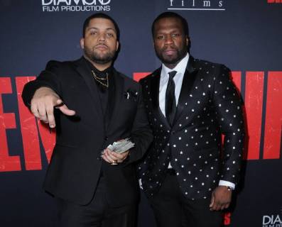 January 17, 2018 - Los Angeles, CA, U.S. - 17 January 2018 - Los Angeles, California - Curtis 50 Cent Jackson, O Shea Jackson Jr.. Den of Thieves Los Angeles Premiere held at Regal Cinemas LA Live. Photo Credit: Birdie Thompson AdMedia Los Angeles U.S. - ZUMAa123 20180117_zaa_a123_236 Copyright: xBirdiexThompsonAdmediax