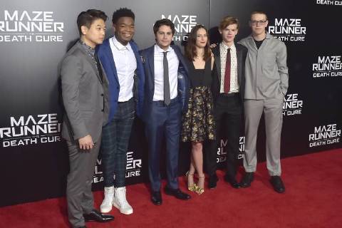 Ki Hong Lee Dexter Darden Dylan O Brien Kaya Scodelario Thomas Brodie Sangster and Will Poulter in the fan screening of the movie maze runner the death cure maze runner the elect in the death zone at the AMC century city 15 theatre of Los Angeles 18 01 2018 Foto:xD.xStarbuckx xFuturexImage
