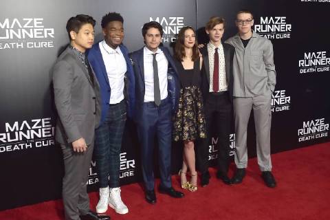 Ki Hong Lee Dexter Darden Dylan O Brien Kaya Scodelario Thomas Brodie Sangster and Will Poulter in the fan screening of the movie maze runner the death cure maze runner the elect in the death zone at the AMC century city 15 theatre of Los Angeles 18 01 2018 Foto:xD.xStarbuckx xFuturexImage