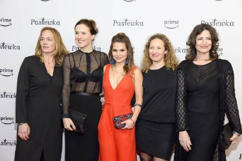 Cristina do Rego Bettina Lamprecht Sonsee new Sabine Vitua at the premiere of the Amazon Prime video series Pastewka at Kino international in Berlin on 23 01 2018