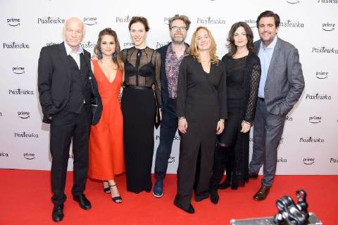 Dietrich Hollinderbaeumer Cristina do Rego Bettina Lamprecht Matthias Matschke Sonsee new Sabine Vitua Bastian Pastewka at the premiere of the Amazon Prime video series Pastewka at Kino international in Berlin on 23 01 2018