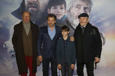 Andre Penvern - Clovis Cornillac - Felix Bossuet - Tcheky Karyo CELEBRITES : Avant Premiere Belle et Sebastien 3 - Paris - 04 02 2018 MichaelBaucher Panoramic 