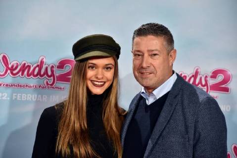 The moderator Joachim Llambi, and his daughter Katharina posing on 04 02 2018 in Cologne on the red carpet at the premiere of the cinema Wendy 2 friendship forever