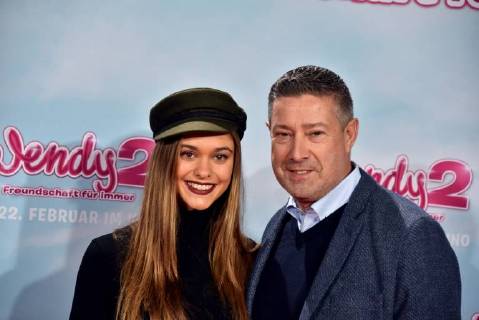 The moderator Joachim Llambi, and his daughter Katharina posing on 04 02 2018 in Cologne on the red carpet at the premiere of the cinema Wendy 2 friendship forever