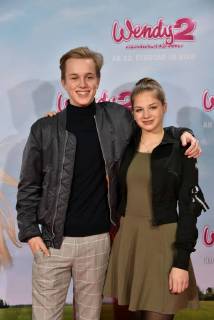 Actor Noah Kraus and Henriette Morawe posing on 04 02 2018 in Cologne on the red carpet at the premiere of the cinema Wendy 2 friendship forever