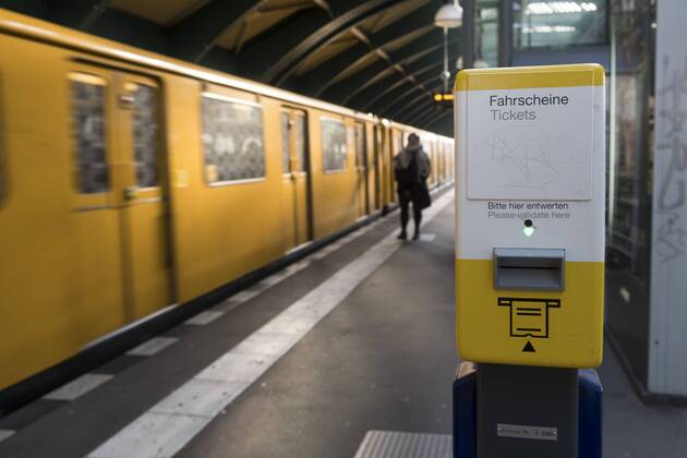 Ticket validating machine on the U station Schönhauser Allee in Berlin Prenzlauer Berg ticket validating machine