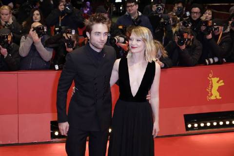 Robert Pattinson and Mia Wasikowska both actors in the damsel film premiere in the context of 68 international film festival Berlinale on 16 02 2018 in Berlin Berlinale 2018 damsel film premiere in Berlin