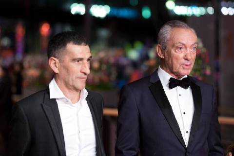 Actor Udo Kier and Michele Carboni during the premiere of the film FIGLIA MIA on the occasion of the 68 International Film Festival Berlin snapshot photography xK M Krause