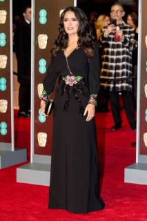 February 18, 2018 - London, London, UK - SALMA HAYEK arrives on the red carpet for the EE British Academy Film Awards 2018, held at the Royal Albert Hall, London, UK. London UK  - ZUMAl94_ 20180218_zaf_l94_056 Copyright: xRayxTangx