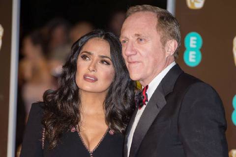 Salma Hayek and her husband Francois Henri Pinault on arrival to the ceremony of the British Academy Film Awards on 18 02 2018 in London 71st annual EE British Academy Film Awards-BAFTAs in London 2018