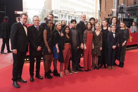 Director Erik Poppe and actress Andrea Berntzen with cast during the premiere of the film UTOYA 22 July on the occasion of the 68 International Film Festival Berlin 68 Berlin International Film Festival