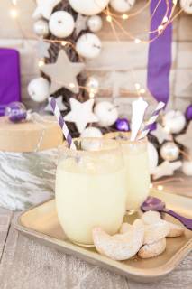 Eggnog with colourful decoration for Christmas homemade egg nog  1079704652