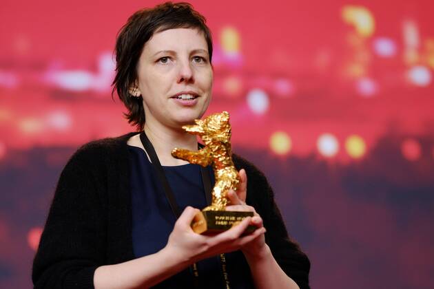 Director Adina Pintilie with the Golden Bear for the Best Film on the occasion of the award ceremony of the 68 Berlin International Film Festival snapshot photography xSeeliger