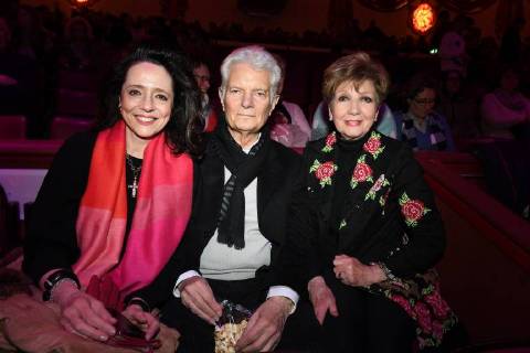Peter Horten with wife Slava Kantcheff and Carolin Reiber Premiere Circus Krone 3 Winter Program Manege Circus Kronebau Munich 01 03 2018