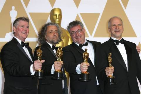 Richard R. Hoover, Paul Lambert, Gerd Nefzer and John Nelson win the Oscar in Visual Effects for Blade Runner 2049 during the 90th Annual Academy Awards (Oscars) at Hollywood & Highland Centre in California. MARCH 4th 2018  MTXx18423