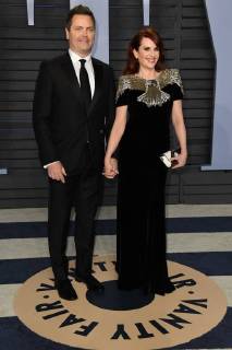 March 4, 2018 - Los Angeles, CA, U.S. - 04 March 2018 - Los Angeles, California - Nick Offerman, Megan Mullally. 2018 Vanity Fair Oscar Party following the 90th Academy Awards held at the Wallis Annenberg Center for the Performing Arts. Photo Credit: AdMedia Los Angeles U.S. - ZUMAa123 20180304_zaa_a123_464 Copyright: xBirdiexThompsonx