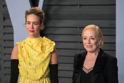 March 4, 2018 - Beverly Hills, California, U.S - Sarah Paulson (L) and Holland Taylor on the red carpet of the 2018 Vanity Fair Oscar Party held at the Wallis Annenberg Center in Beverly Hills, California on Sunday March 4, 2018. Beverly Hills U.S. - ZUMAp124 20180304_zaa_p124_159 Copyright: xJavierxRojasx