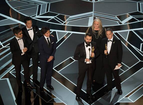 Adrian Molina, Darla K. Anderson and Lee Unkrich accept the Oscar for Best animated feature film of the year, for outstanding work on Coco during the live ABC Telecast of The 90th OscarsÂ® at the DolbyÂ® Theatre in Hollywood, CA on Sunday, March 4, 2018.  Copyright: xSaraxWoodx 33546_499PLX
