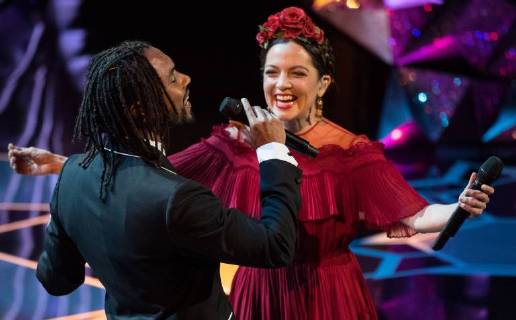 Miguel and Natalia LaFourcade perform during the live ABC Telecast of the 90th OscarsÂ® at the DolbyÂ® Theatre in Hollywood, CA on Sunday, March 4, 2018.  Copyright: xScottxDiussax 33546_504PLX