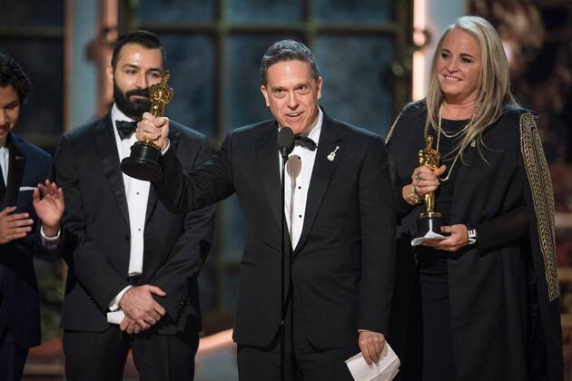 Adrian Molina, Lee Unkrich and Darla K. Anderson accept the Oscar for best animated feature film of the year for work on Coco during the live ABC Telecast of The 90th OscarsÂ® at the DolbyÂ® Theatre in Hollywood, CA on Sunday, March 4, 2018.  Copyright: xAaronxPoolex 33546_508PLX