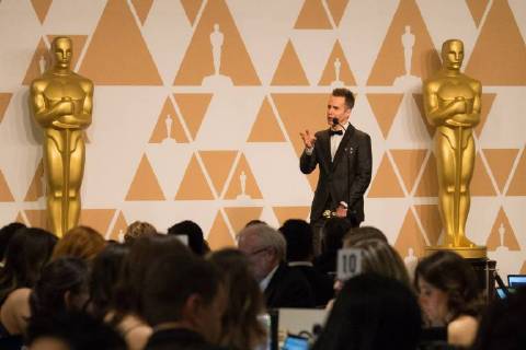 Mar 4, 2018 - Hollywood, California, U.S. - SAM ROCKWELL poses backstage with the Oscar for Performance by an actor in a supporting role, for work on Three Billboards Outside Ebbing, Missouri during the live ABC Telecast of The 90th Oscars at the Dolby Theatre in Hollywood. Hollywood U.S. - ZUMAz03_ 20180304_shf_z03_637 Copyright: xMichaelxYadax