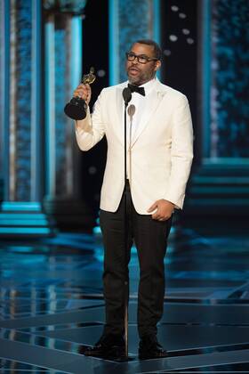 Jordan Peele accepts the Oscar for original screenplay for work on Get Out during the live ABC Telecast of The 90th OscarsÂ® at the DolbyÂ® Theatre in Hollywood, CA on Sunday, March 4, 2018.  Copyright: xAaronxPoolex 33546_589PLX