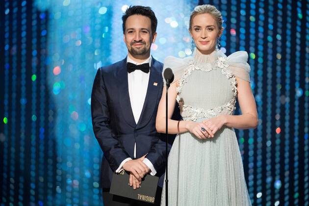 Lin-Manuel Miranda and Emily Blunt present the Oscar for achievement in music written for motion pictures (Original song) during the live ABC Telecast of The 90th OscarsÂ® at the DolbyÂ® Theatre in Hollywood, CA on Sunday, March 4, 2018.  Copyright: xAaronxPoolex 33546_606PLX