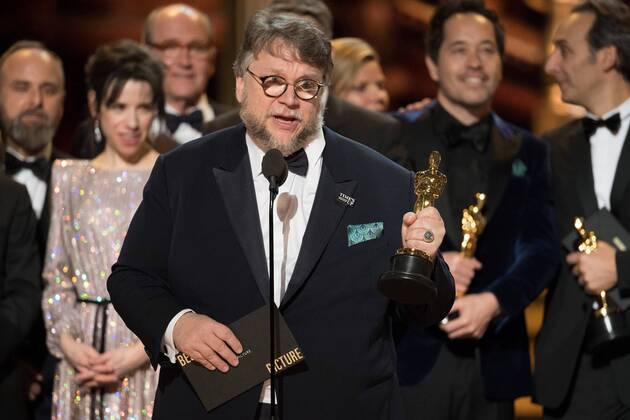 Guillermo del Toro and J. Miles Dale accept the Oscar for Best motion picture of the year for work on The Shape of Water during the live ABC Telecast of The 90th OscarsÂ® at the DolbyÂ® Theatre in Hollywood, CA on Sunday, March 4, 2018.  Copyright: xAaronxPoolex 33546_613PLX