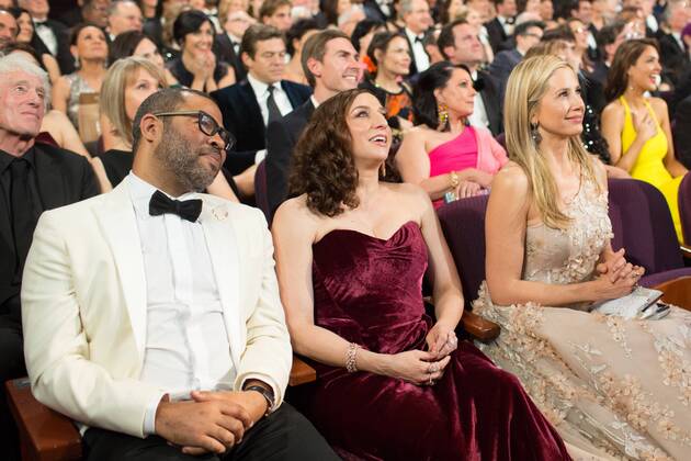 Oscar winner Jordan Peele with Chelsea Peretti and Mira Sorvino during the live ABC Telecast of The 90th OscarsÂ® at the DolbyÂ® Theatre in Hollywood, CA on Sunday, March 4, 2018.  Copyright: xJohnxFarrell,xJr.x 33546_626PLX