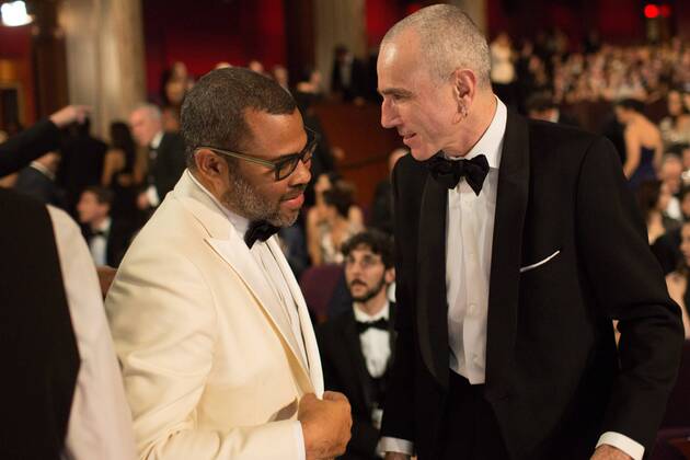 Oscar-nominees Jordan Peele and Daniel Day-Lewis talk during the live ABC Telecast of the 90th OscarsÂ® at the DolbyÂ® Theatre in Hollywood, CA on Sunday, March 4, 2018.  Copyright: xx 33546_551PLX