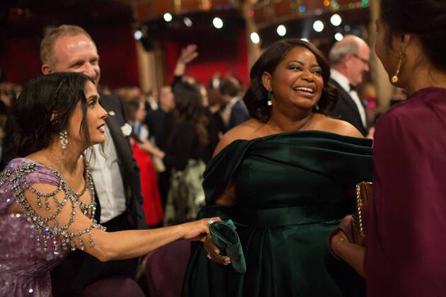 Salma Hayek talks with Oscar-nominee Octavia Spencer during the live ABC Telecast of the 90th OscarsÂ® at the DolbyÂ® Theatre in Hollywood, CA on Sunday, March 4, 2018.  Copyright: xx 33546_552PLX