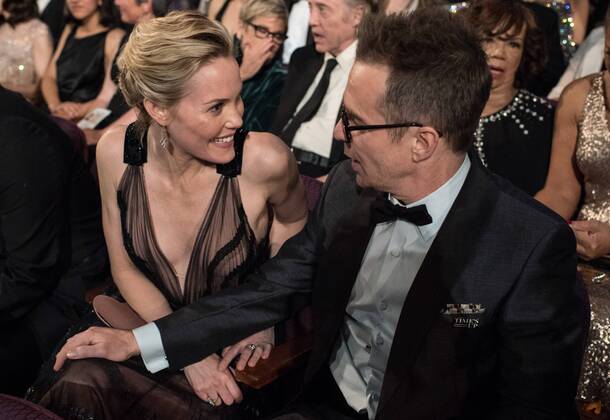 Oscar winner for performance by an Actor in a Supporting Role, Sam Rockwell and Leslie Bibb, at the 90th OscarsÂ® at the DolbyÂ® Theatre in Hollywood, CA on Sunday, March 4, 2018.  Copyright: xToddxWawrychukx 33546_553PLX