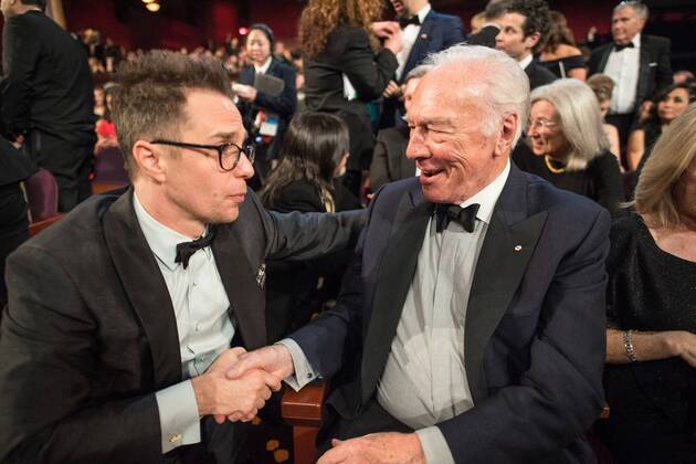 The Oscar winner for performance by an actor in a supporting role for work on Three Billboards Outside Ebbing, Missouri, Sam Rockwell shakes the hand of Oscar nominee Christopher Plummer during the live ABC Telecast of The 90th OscarsÂ® at the DolbyÂ® Theatre in Hollywood, CA on Sunday, March 4, 2018.  Copyright: xToddxWawrychukx 33546_559PLX