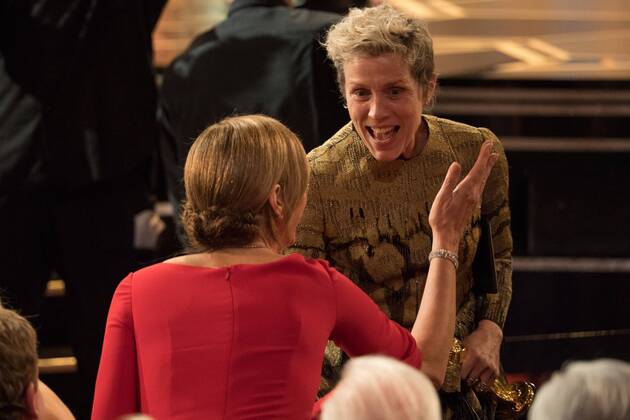 Frances McDormand celebrates winning the Oscar for performance by an actress in a leading role for work on Three Billboards Outside Ebbing, Missouri during the live ABC Telecast of The 90th OscarsÂ® at the DolbyÂ® Theatre in Hollywood, CA on Sunday, March 4, 2018.  Copyright: xAaronxPoolex 33546_609PLX