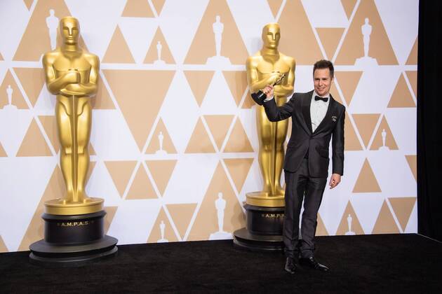 Sam Rockwell poses backstage with the Oscar for performance by an actor in a supporting role, for work on Three Billboards Outside Ebbing, Missouri during the live ABC Telecast of The 90th OscarsÂ® at the DolbyÂ® Theatre in Hollywood, CA on Sunday, March 4, 2018.  Copyright: xMichaelxBakerx 33546_640PLX
