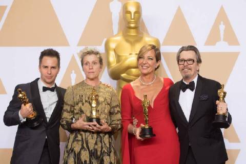 Sam Rockwell, Frances McDormand, Allison Janney and Gary Oldman pose backstage during the live ABC Telecast of The 90th OscarsÂ® at the DolbyÂ® Theatre in Hollywood, CA on Sunday, March 4, 2018.  Copyright: xMichaelxBakerx 33546_662PLX