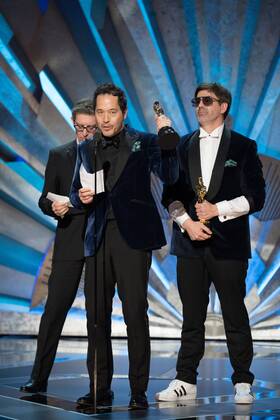March 4, 2018 - Hollywood, CA, U.S. - 04 March 2018 - Hollywood, California - Paul Denham Austerberry, Shane Vieau and Jeffrey A. Melvin. 90th Annual Academy Awards presented by the Academy of Motion Picture Arts and Sciences held at the Dolby Theatre. Photo Credit: . AdMedia Hollywood U.S. - ZUMAa123 20180304_zaa_a123_908 Copyright: xA.M.P.A.Sx