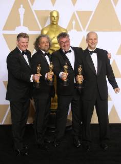 HOLLYWOOD, CA - MARCH 4: Richard R. Hoover, Paul Lambert, Gerd Nefzer, John Nelson, in the press room at the 90th Academy Awards at the Dolby Theatre in Hollywood, California on March 4, 2018. Copyright: xFayexSadoux