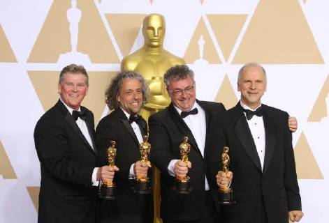 HOLLYWOOD, CA - MARCH 4: Richard R. Hoover, Paul Lambert, Gerd Nefzer, John Nelson, in the press room at the 90th Academy Awards at the Dolby Theatre in Hollywood, California on March 4, 2018. Copyright: xFayexSadoux