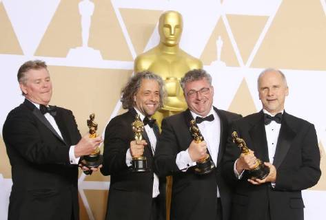 HOLLYWOOD, CA - MARCH 4: Richard R. Hoover, Paul Lambert, Gerd Nefzer, John Nelson, in the press room at the 90th Academy Awards at the Dolby Theatre in Hollywood, California on March 4, 2018. Copyright: xFayexSadoux