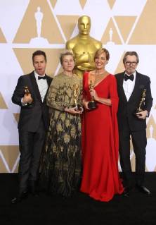 HOLLYWOOD, CA - MARCH 4: Sam Rockwell, Frances McDormand, Allison Janney, Gary Oldman, in the press room at the 90th Academy Awards at the Dolby Theatre in Hollywood, California on March 4, 2018. Copyright: xFayexSadoux