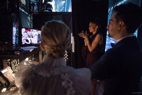 Bilder des Tages Zendaya and Lin Manuel Miranda backstage during the live ABC Telecast of The 90th OscarsÂ® at the DolbyÂ® Theatre in Hollywood, CA on Sunday, March 4, 2018.  Copyright: xMattxPetitx 33546_757PLX