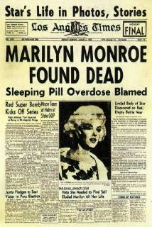 IMAGO ICONS: Marilyn Monroe Marilyn Monroe found dead headline in Los Angeles Times 6 August 1962, United States Copyright: Topfoto  !ACHTUNG AUFNAHMEDATUM GESCHÄTZT! UnitedArchives1324925