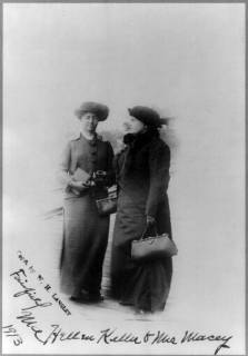 Helen Keller and her teacher, Anne Sullivan. Helen Keller (1880 - 1968), American author, political activist, and lecturer. She was the first deaf-blind person to earn a bachelor of arts degree. she campaigned for women s suffrage, labour rights, socialism, antimilitarism, and other similar causes. 917_05_WHA_119_0211