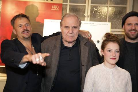27 03 2018 Votiv Cinema TWO MEN IN SUIT Film Premiere of a family saga by Josef Bierbichler in the picture Josef Bierbichler Director u Lead actor Philipp Hochmair Sophie Stockinger Simon Donatz TWO MEN IN SUIT Film Premiere