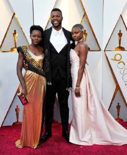 Lupita Nyong o, Winston Duke, and Danai Gurira arriving at the 90th Annual Academy Awards in Hollywood, California - March 4, 2018 - Oscars 2018, Hollywood California United States Dolby Theatre  Copyright: xMeleahxLoyax h_00500897